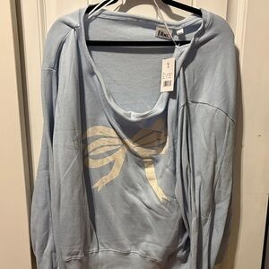 Light Blue Off-the-Shoulder Sweater with Bow Detail